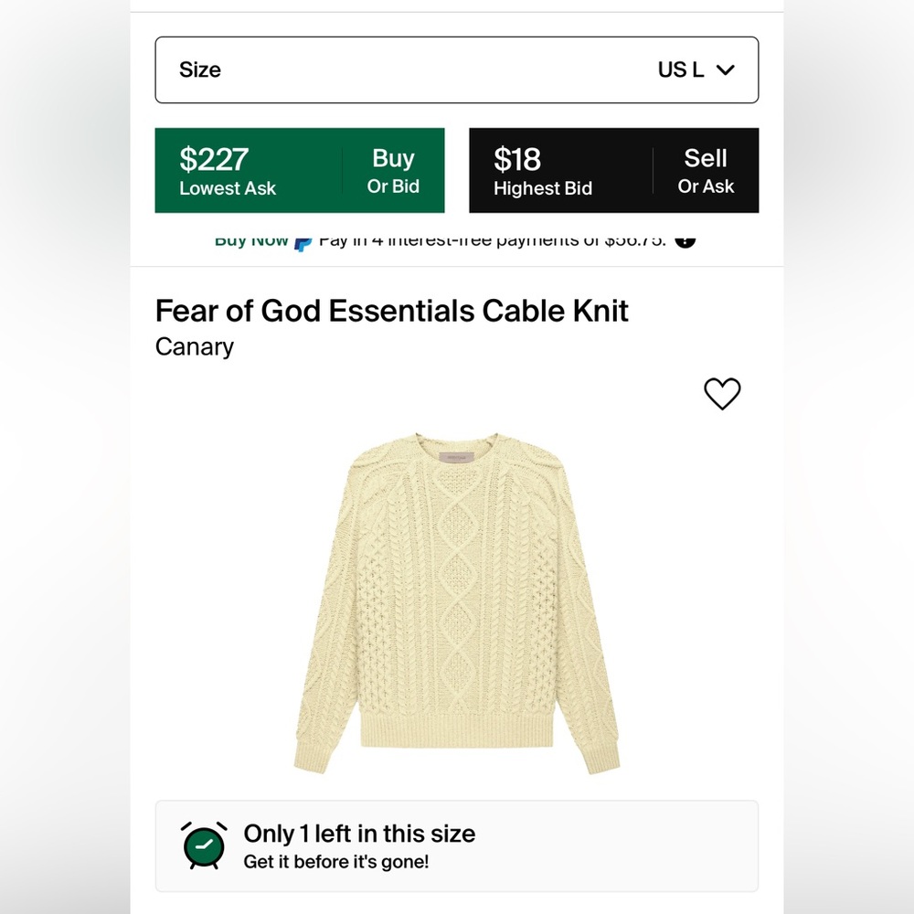 Essentials canary cable knit - Picture 3 of 3